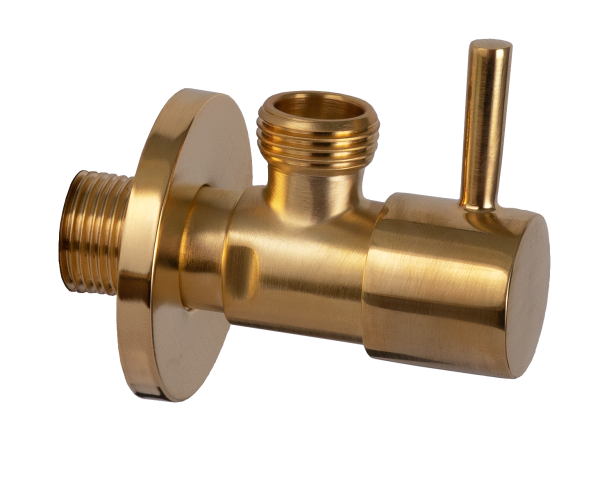 Запорный вентиль 1/2*1/2 Remer 128L1212BG, золото брашированное