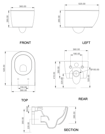 Чаша подвесного унитаза со смывом Smart Clean GSG Ceramic Design Like LKWCSO016, медовый