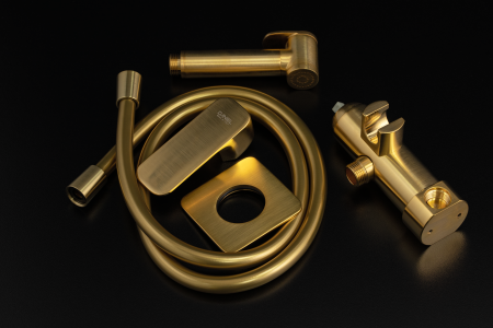 Гигиенический душ со смесителем Daniel Tiara TA645BP4DCDP, золото брашированное