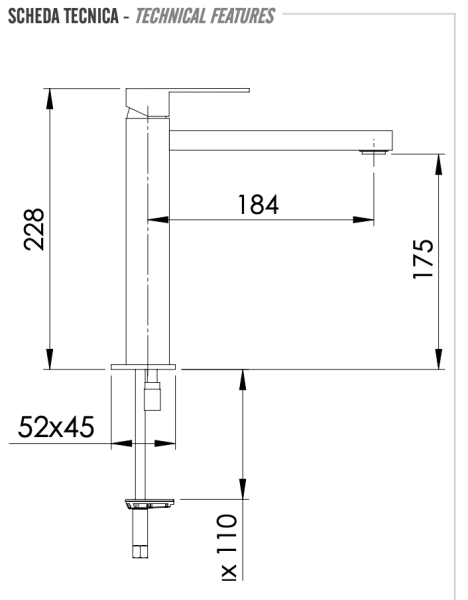 Смеситель для раковины Remer Q-Design QD11LNO, черный матовый