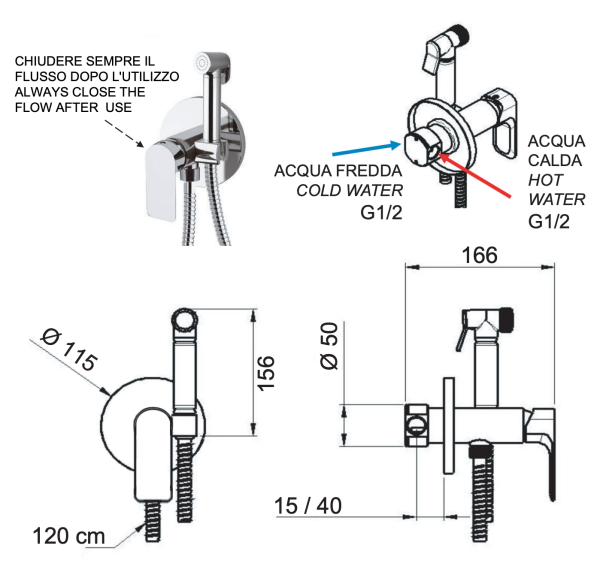 Гигиенический душ со смесителем Remer Infinity I65WBO, белый матовый