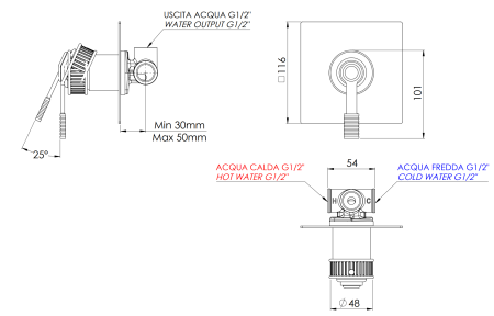 Смеситель для душа Remer Atelier AL30QBR, бронза масляная