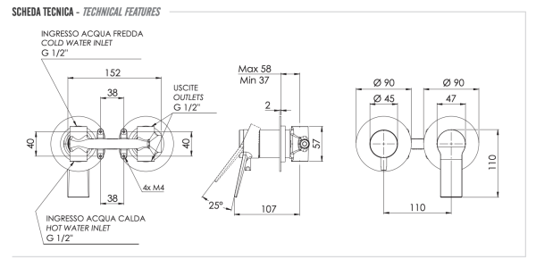 Смеситель для душа Remer Slash SL92ZP