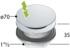 Донный клапан без перелива для ванны click-clack 1”1/2 OMP Tea Clicker 8568.060.6.XD, белый матовый