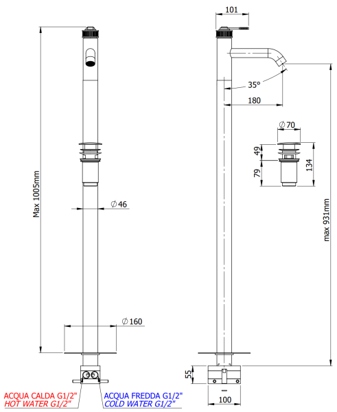 Смеситель для раковины Remer Atelier AL18BR, бронза масляная