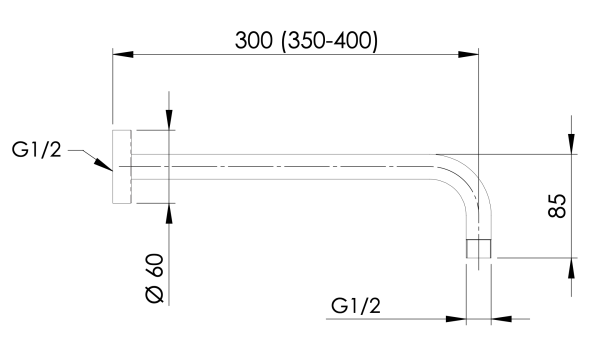 Кронштейн для верхнего душа 30 см Mariani B22BDL0530, золото брашированное