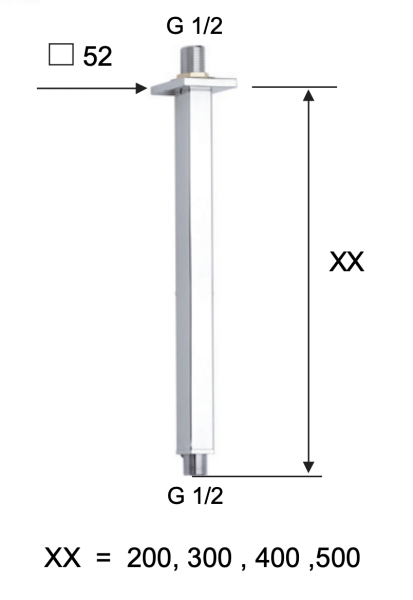Кронштейн потолочный для верхнего душа 50 см Remer 347S50XV, сталь