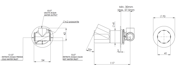 Смеситель для душа Remer Ottagono ON30LGM, оружейная сталь PVD