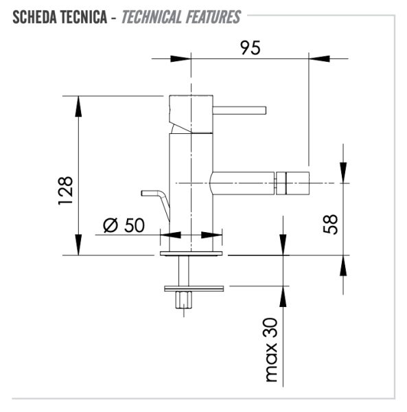 Смеситель для биде Remer X Style X22RL, медь глянцевая