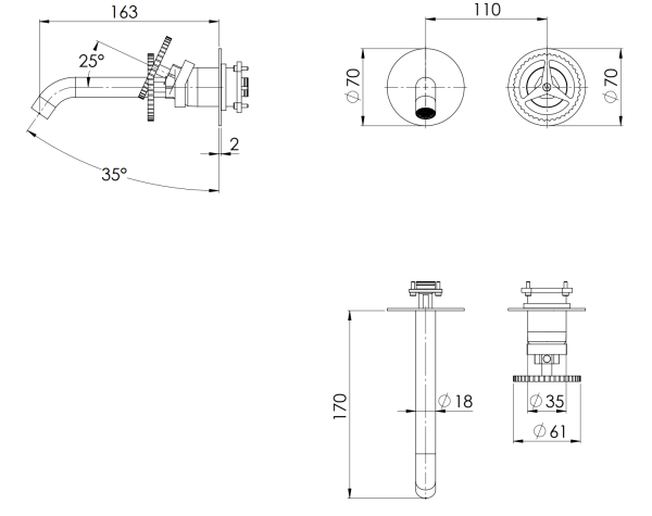 Смеситель для раковины Remer Chrono CH15PWBXV, сталь