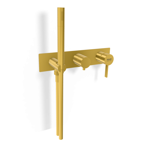 Смеситель для душа Remer Metrica MC97D2WBBG, золото брашированное