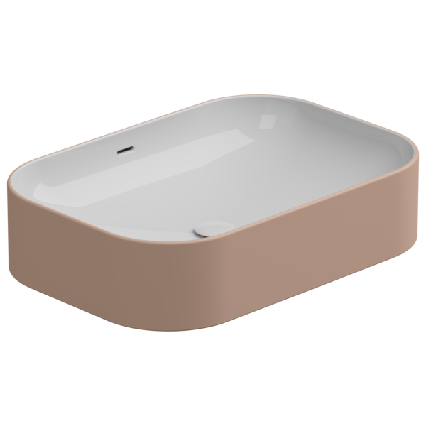 Раковина накладная биколор 60x42 см GSG Ceramic Design Easy EALAVTP60BI000/032, White/Cipria Matt