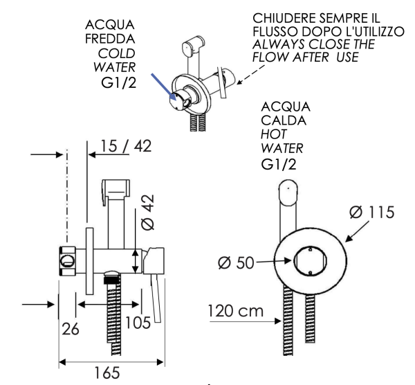 Гигиенический душ со смесителем Remer Minimal N65W