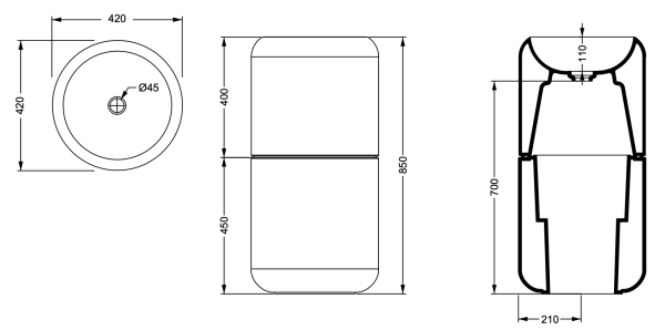 Раковина напольная 42 см GSG Ceramic Design Petra PELAVCOLFS030, Cashmere Matt