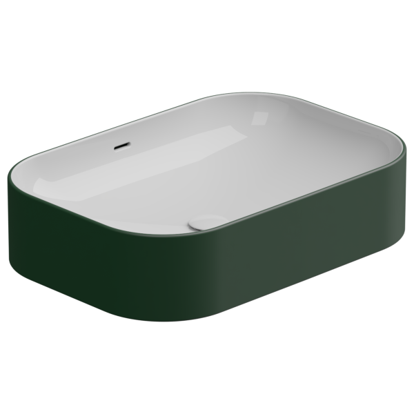 Раковина накладная биколор 60x42 см GSG Ceramic Design Easy EALAVTP60BI000/036, White/Smeraldo Matt