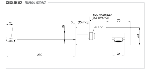 Излив настенный 23 см Remer 91QL