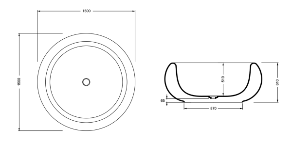 Ванна отдельностоящая 150 см GSG Ceramic Design Petra VAPE039, Rosa Glossy
