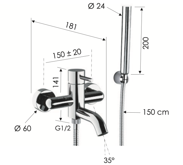 Смеситель для ванны Remer X Style X02BG, золото брашированное