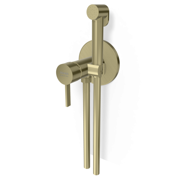 Гигиенический душ со смесителем Remer Metrica MC65WCH, шампань брашированная PVD