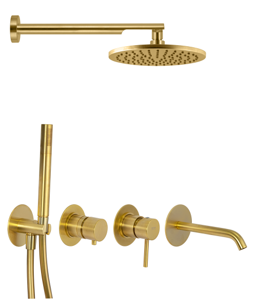 Душевая система Remer X Style X96D3SETBG, золото брашированное