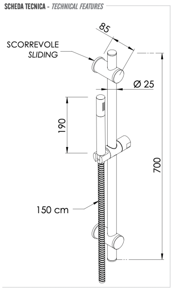 Душевая стойка с ручным душем и шлангом Remer 317G317MM