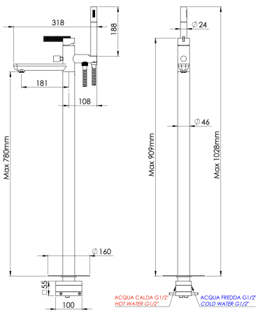 Смеситель для ванны Daniel Club ANC678OM, латунь матовая состаренная