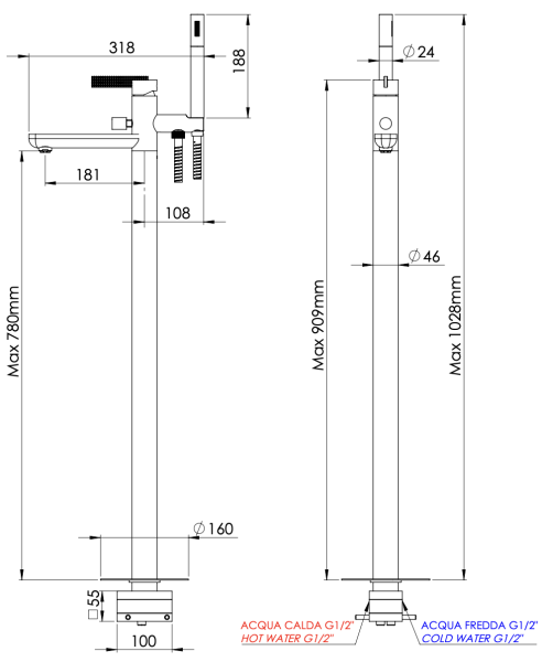 Смеситель для ванны Daniel Club ANC678OM, латунь матовая состаренная