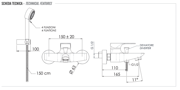 Смеситель для ванны Remer Class Line L02