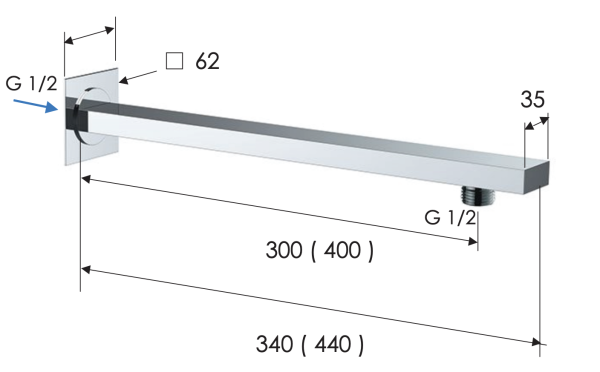 Кронштейн для верхнего душа 30 см Remer 348Q30XV, сталь