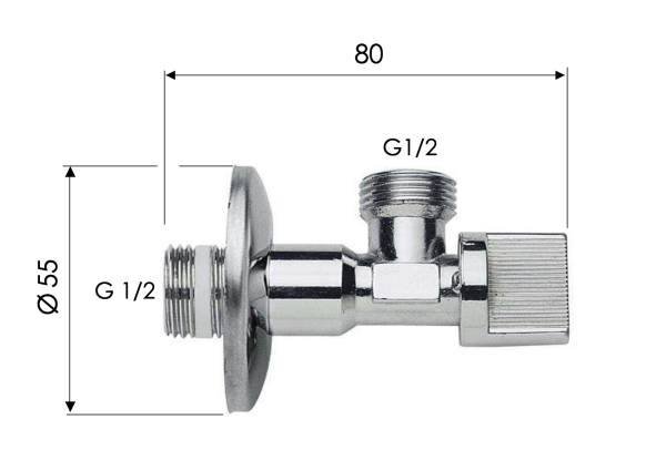 Запорный вентиль 1/2*1/2 Remer 128R1212
