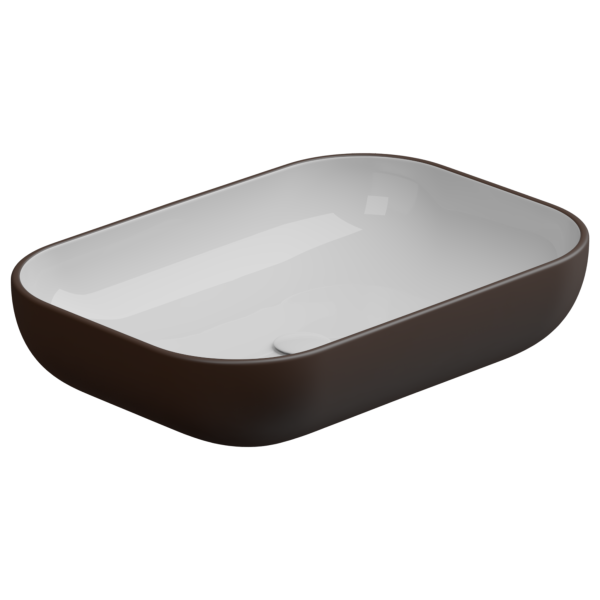 Раковина накладная биколор 60x42 см GSG Ceramic Design Easy EALAVRE60BI000/035, White/Cacao Matt