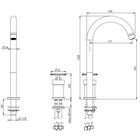Смеситель для раковины Remer Chrono CH57L
