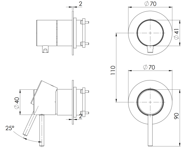 Смеситель для душа Remer X Style X93PWBRP, медь брашированная