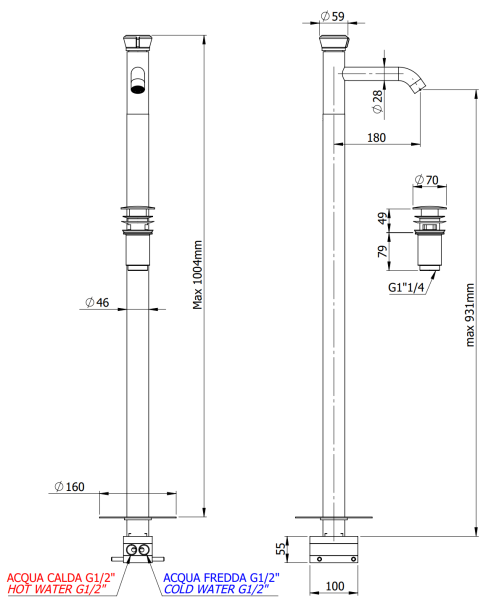 Смеситель для раковины Remer Element ET18BR, бронза масляная