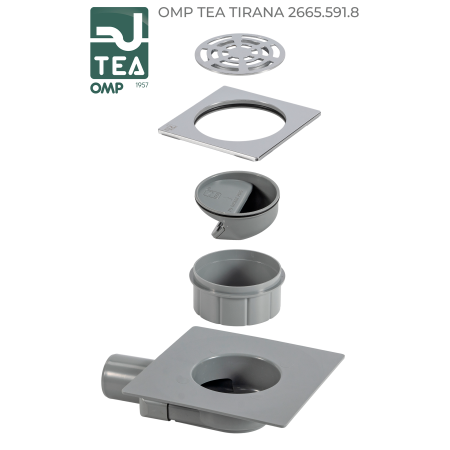 Трап 120х120 мм, горизонтальный выход DN50 OMP Tea Tirana 2665.591.8