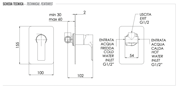 Смеситель для душа Remer Energy EY30L
