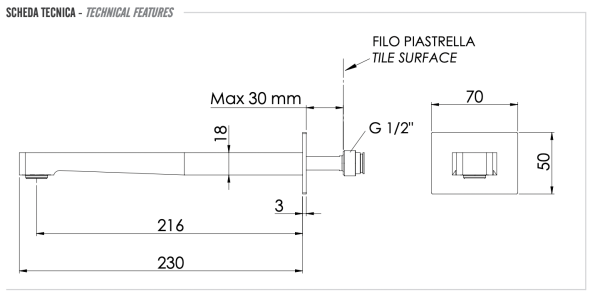 Излив настенный 23 см Remer 91DL