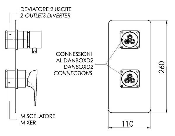 Смеситель для душа Daniel Diva DV612D2KB15, чёрный матовый