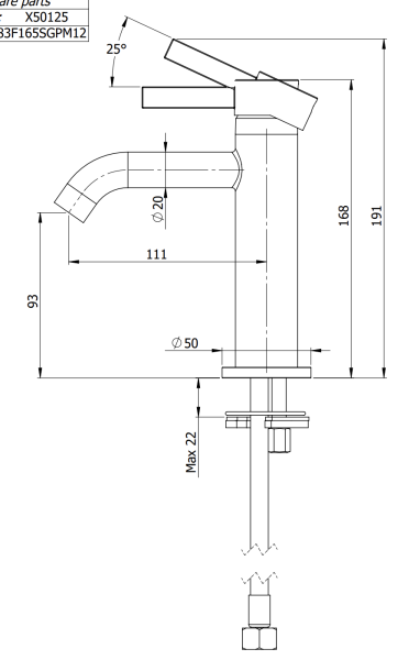Смеситель для раковины Remer Metrica MC12BR, бронза масляная