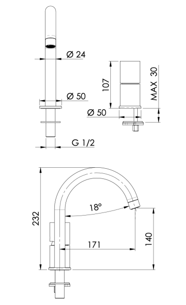 Смеситель для раковины Remer Edge EG557NO, черный матовый