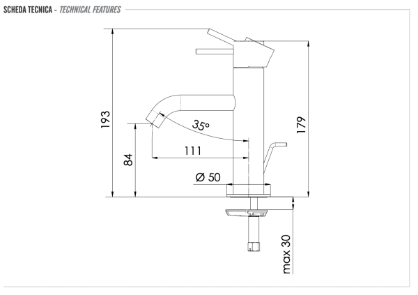 Смеситель для раковины Remer X Style INOX SSX10B, нержавеющая сталь
