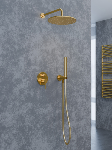 Верхний душ с шарнирным соединением 20 см Mariani B22STB0120, золото брашированное