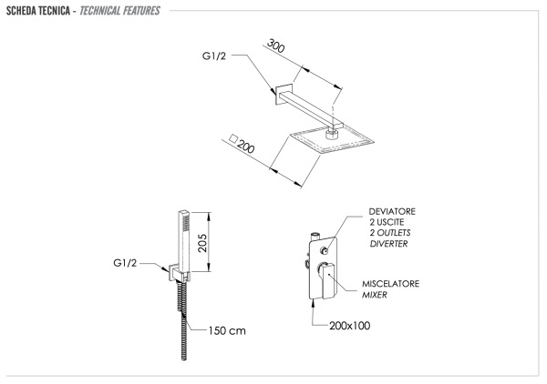 Комплект: Душевая система Remer Absolute AU09S02UFS20
