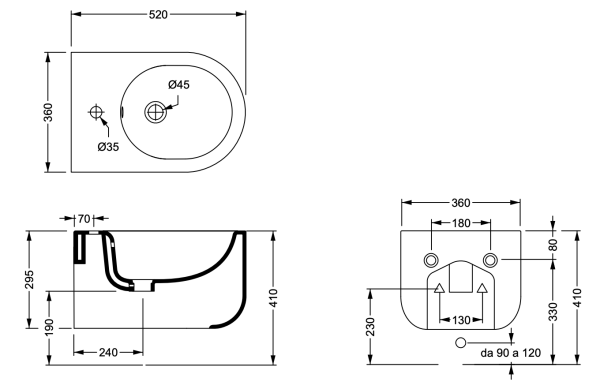 Биде подвесное GSG Ceramic Design Petra PEBISO039, Rosa Glossy