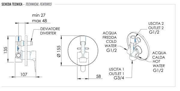 Смеситель для душа Remer Winner W09