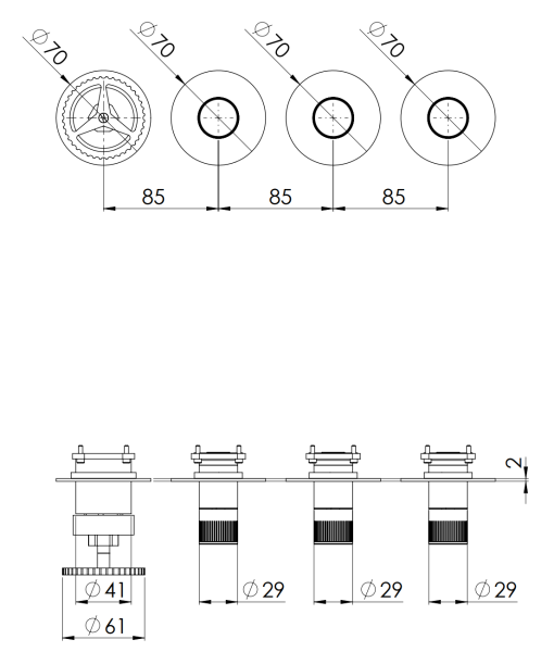 Смеситель для душа Remer Chrono CH98D3PWBCFP, черный брашированный хром