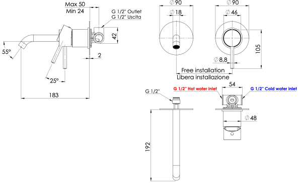 Смеситель для раковины Remer X Style X15LCNO, черный матовый