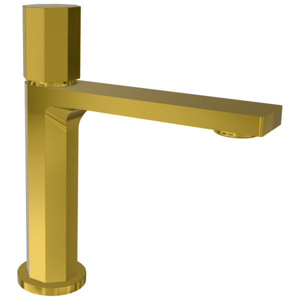 Смеситель для раковины Remer Ottagono ON12AGP, золото глянцевое PVD