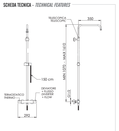 Душевая система термостатическая Remer Elegance EQ32ASSDBG, золото брашированное