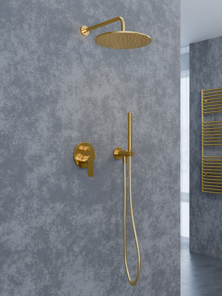 Верхний душ с шарнирным соединением 30 см Mariani B22STB0130, золото брашированное